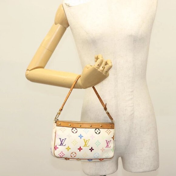 LOUIS VUITTON Monogram Multicolor Pochette Pouch White M92649 LV Auth 140354 - Picture 1 of 16
